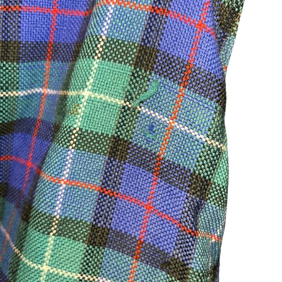 Vintage 50s Black Watch Green blue plaid reversible black Scottish Capelet 1 SZ - Picture 5 of 7